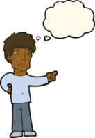 cartoon pointing man with thought bubble png