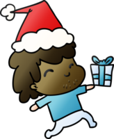 desenho de gradiente de natal de menino kawaii png