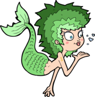 cartoon mermaid blowing a kiss png