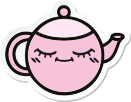 sticker of a cute cartoon teapot png