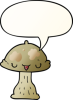 cartoon toadstool and speech bubble in smooth gradient style png