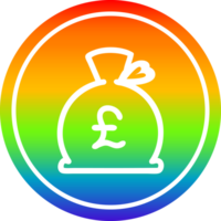 money sack circular in rainbow spectrum png