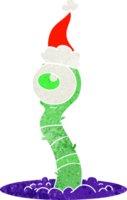 retro cartoon van een buitenaards moerasmonster met een kerstmuts png