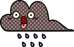 nube de lluvia de tormenta de dibujos animados de estilo cómic png
