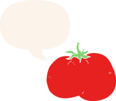 Cartoon-Tomate und Sprechblase im Retro-Stil png