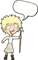 cartoon crazy woman with spear with speech bubble png