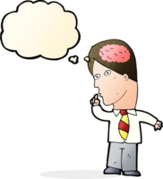 cartoon businessman with huge brain with thought bubble png