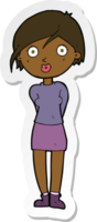 sticker of a cartoon surprised girl png