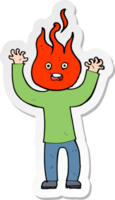 sticker of a cartoon man with head on fire png