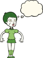 Cartoon-Zombie-Monster-Frau mit Gedankenblase png