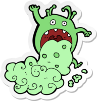 sticker of a cartoon gross monster being sick png