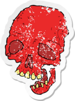 retro distressed sticker of a cartoon spooky skull png