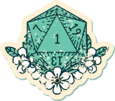 natural one dice roll with floral elements illustration png