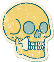 distressed sticker tattoo style icon of a skull png