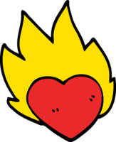 cartone animato scarabocchio fiammeggiante cuore png