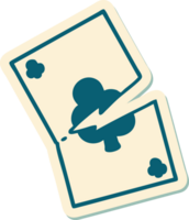 tattoo style sticker of a torn card png