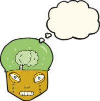 cartoon spooky robot head with thought bubble png