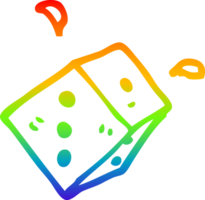 rainbow gradient line drawing cartoon rolling dice png