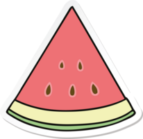 sticker of a quirky hand drawn cartoon watermelon png