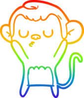 rainbow gradient line drawing cartoon monkey png