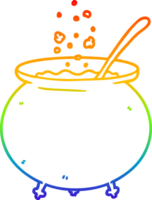 regenbooggradiënt lijntekening cartoon heksenketel png