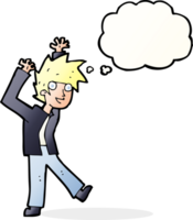 cartoon excited boy with thought bubble png