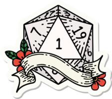 natural one d20 dice roll sticker png