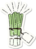 grunge sticker of tattoo style bunch of leeks png