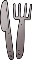 couteau et fourchette de dessin animé doodle png