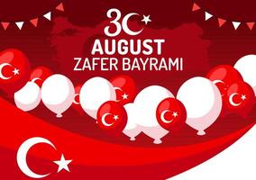 Zafer Bayrami Illustration Translation August 30 Celebration of Victory and the National Day in Turkey with Waving Flag in Flat Background vector