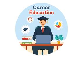 Career Education Illustration with Growth Concept Learning Model to Associate Activity for Real Experience in Flat Cartoon Background vector