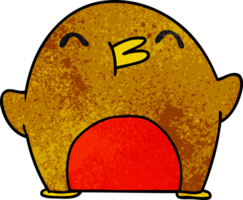 texturerat tecknad söt kawaii röd robin png