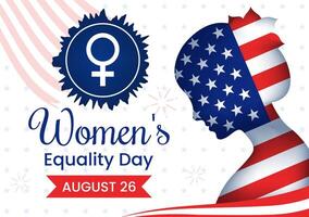 ilustración para De las mujeres igualdad día en el unido estados en agosto 26 con presentando mujer derechos historia mes y el americano bandera antecedentes vector