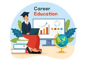 Career Education Illustration with Growth Concept Learning Model to Associate Activity for Real Experience in Flat Cartoon Background vector