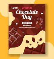 Chocolate Day Vertical Poster Flat Cartoon Hand Drawn Templates Background Illustration vector