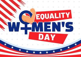 Illustration for Womens Equality Day in the United States on August 26 with featuring Women Rights History Month and the American Flag Background vector