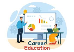 Career Education Illustration with Growth Concept Learning Model to Associate Activity for Real Experience in Flat Cartoon Background vector