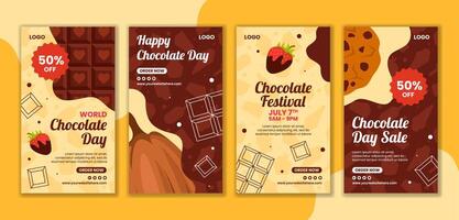 Chocolate Day Social Media Stories Flat Cartoon Hand Drawn Templates Background Illustration vector