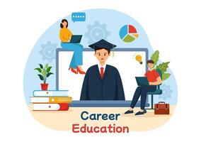 Career Education Illustration with Growth Concept Learning Model to Associate Activity for Real Experience in Flat Cartoon Background vector