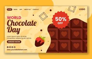 Chocolate Day Social Media Landing Page Cartoon Hand Drawn Templates Background Illustration vector