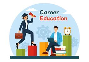 Career Education Illustration with Growth Concept Learning Model to Associate Activity for Real Experience in Flat Cartoon Background vector