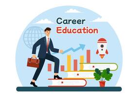 Career Education Illustration with Growth Concept Learning Model to Associate Activity for Real Experience in Flat Cartoon Background vector