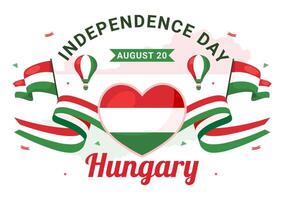 Happy Hungary Independence Day Illustration featuring the Hungarian Waving Flag Background for National Holiday Flat Style Cartoon Background vector