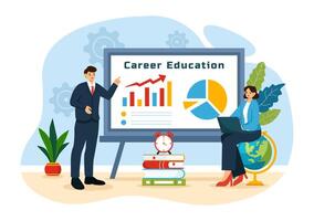 Career Education Illustration with Growth Concept Learning Model to Associate Activity for Real Experience in Flat Cartoon Background vector