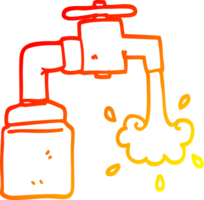 warm gradient line drawing cartoon running faucet png