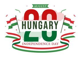 Happy Hungary Independence Day Illustration featuring the Hungarian Waving Flag Background for National Holiday Flat Style Cartoon Background vector