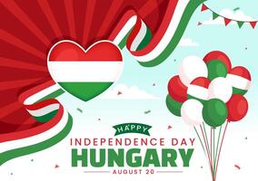 Happy Hungary Independence Day Illustration featuring the Hungarian Waving Flag Background for National Holiday Flat Style Cartoon Background vector