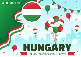 Happy Hungary Independence Day Illustration featuring the Hungarian Waving Flag Background for National Holiday Flat Style Cartoon Background vector