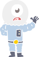 flat color style cartoon cyclops alien spaceman png