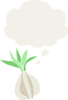 cartoon onion and thought bubble in retro style png